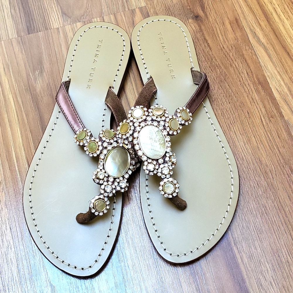 NWOT Trina Turk " Argentina bronze natural leather sandals